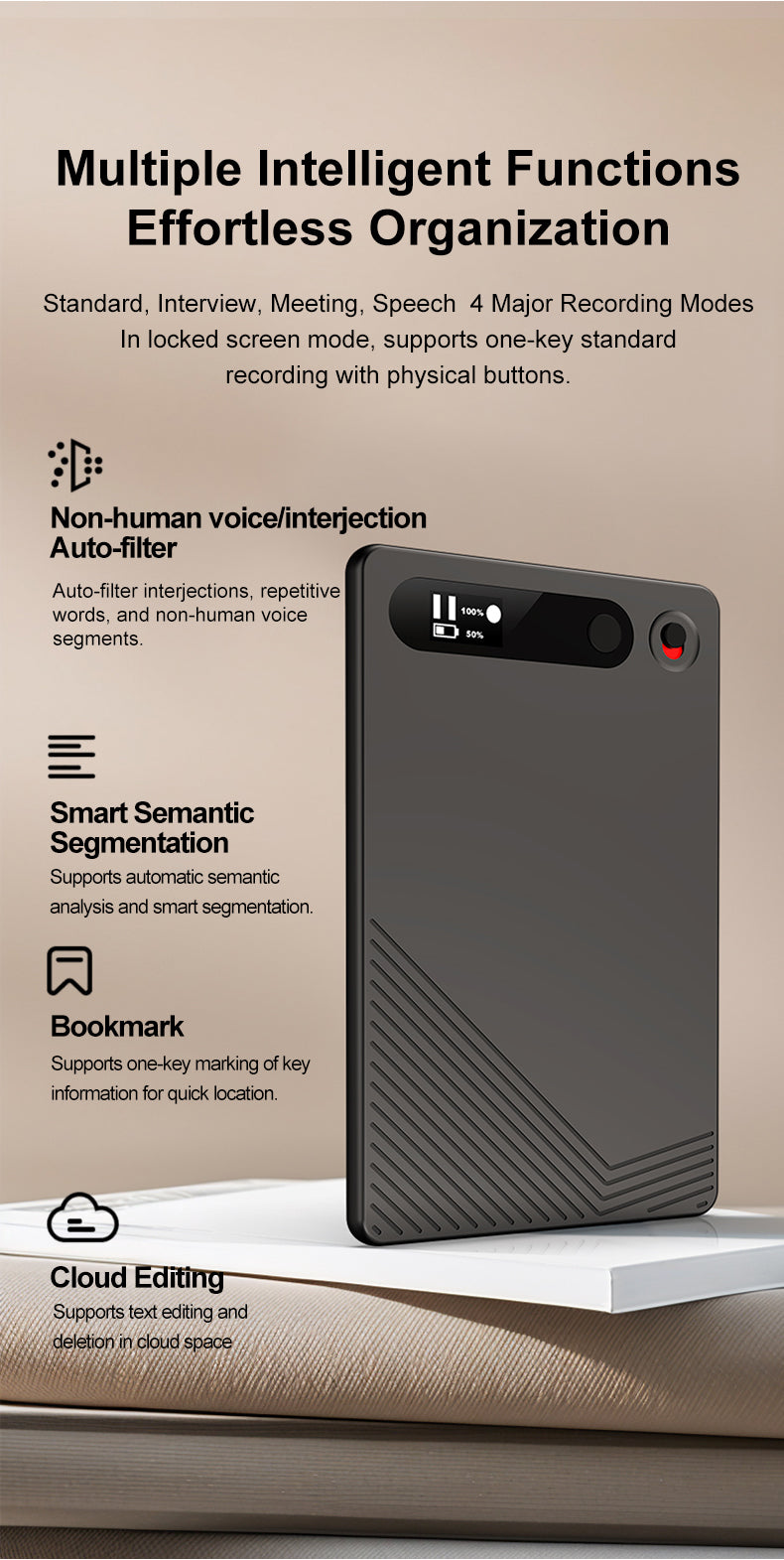 Newest AI ChatGPT Smart Magnetic Call, Meeting, Class Recorder 64GB
