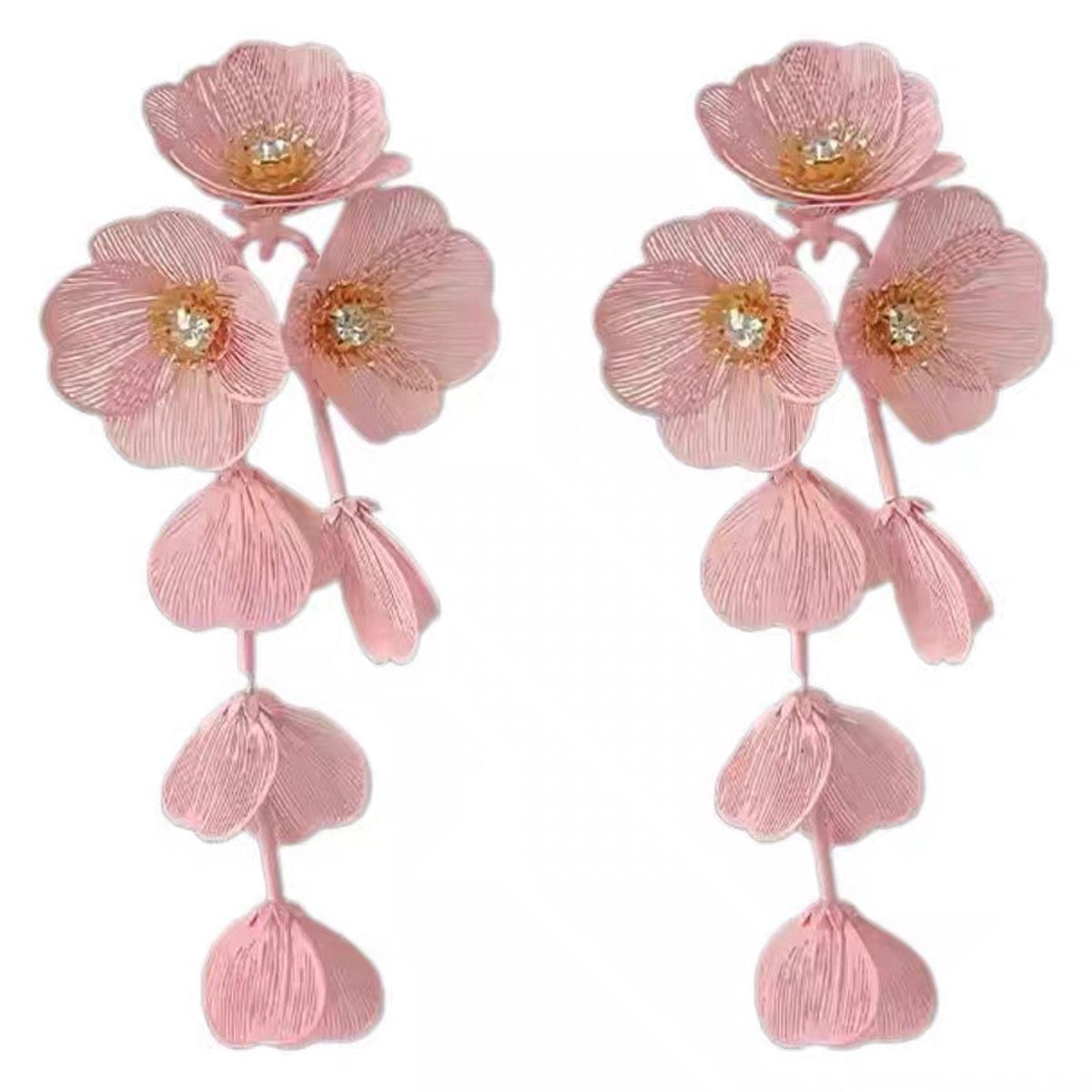 Exaggerated Big Flower Long Tassel Earrings Light Luxury Advanced Sense