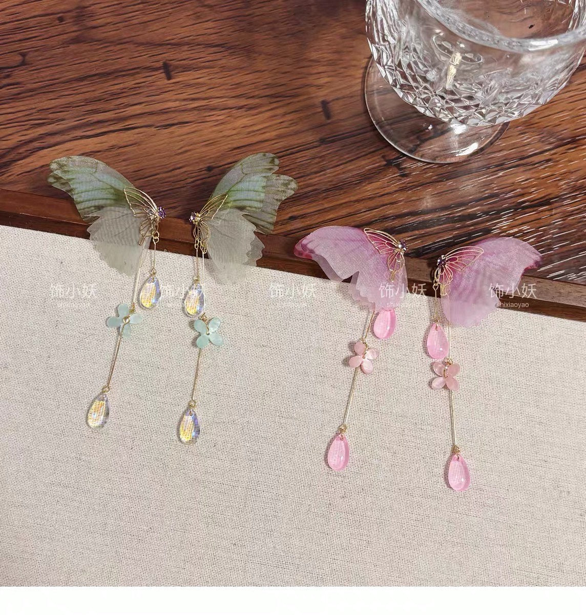 Yarn Elegant Butterfly Hairpin Flowers Metal Tassel Earrings