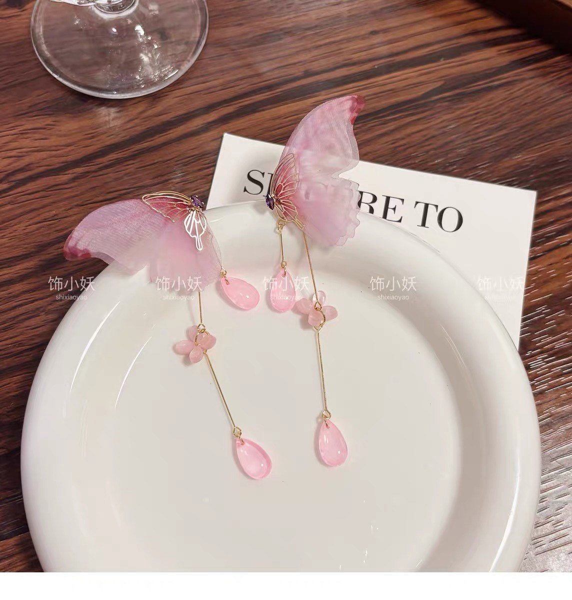 Yarn Elegant Butterfly Hairpin Flowers Metal Tassel Earrings