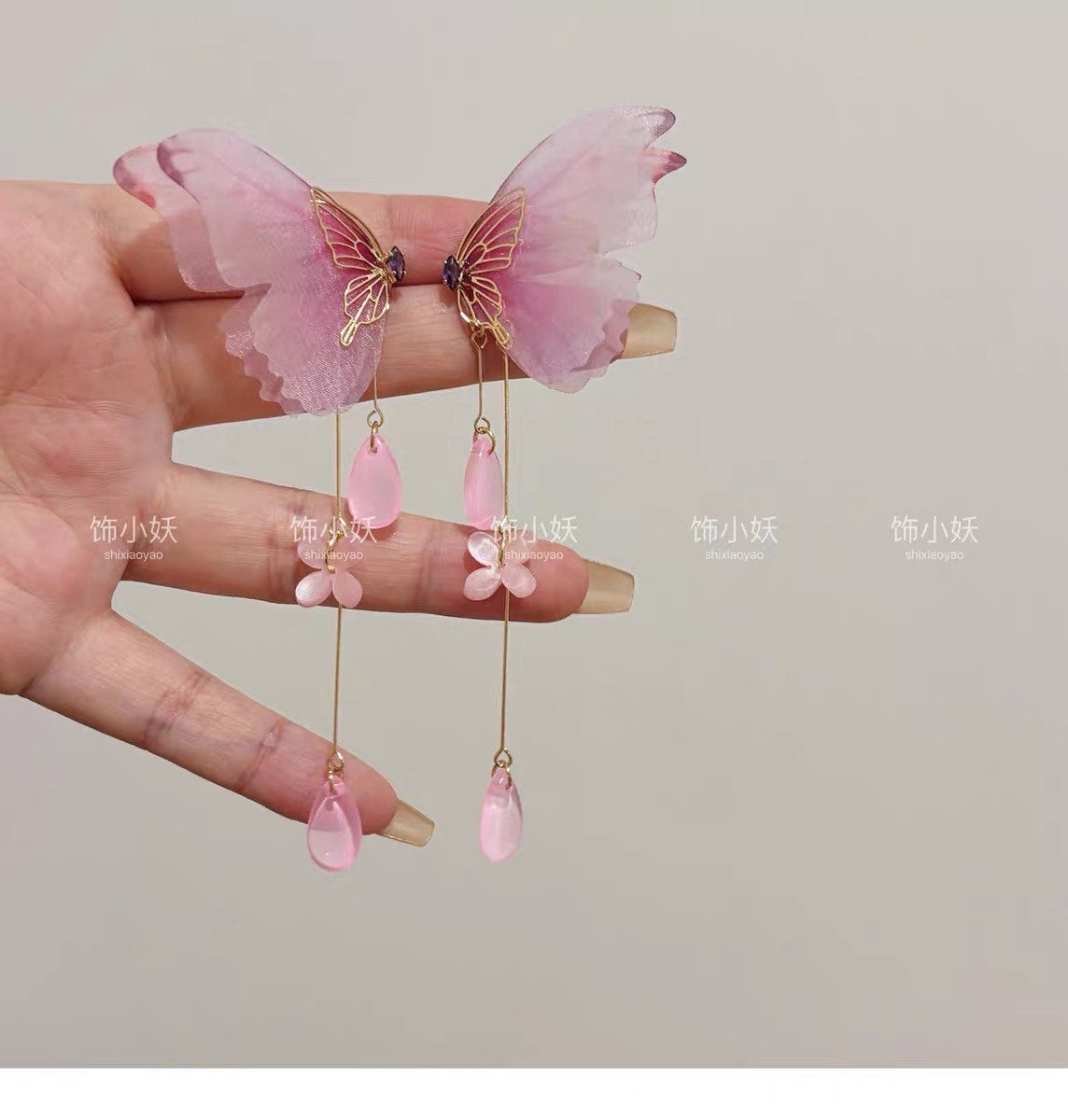 Yarn Elegant Butterfly Hairpin Flowers Metal Tassel Earrings