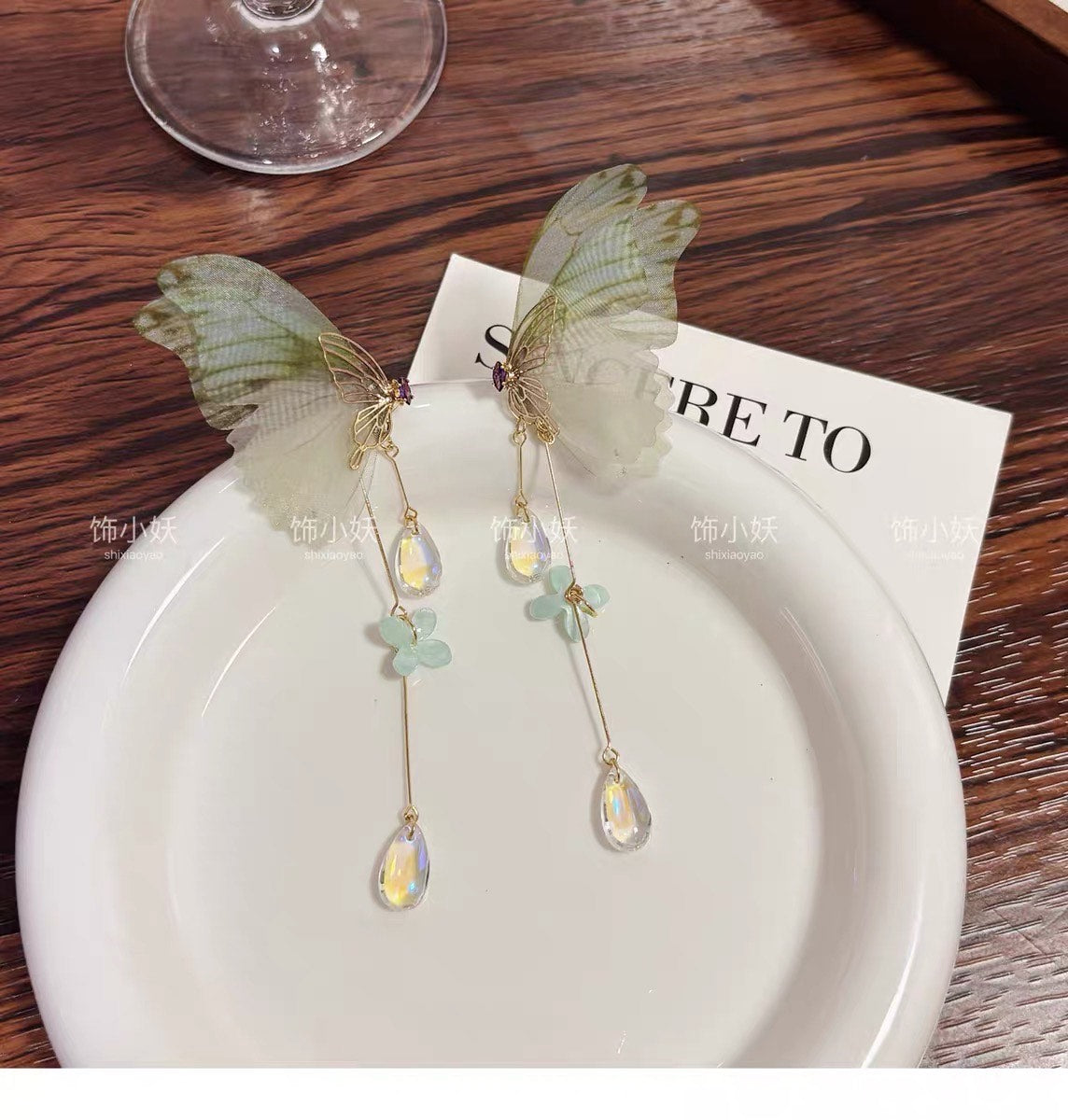 Yarn Elegant Butterfly Hairpin Flowers Metal Tassel Earrings