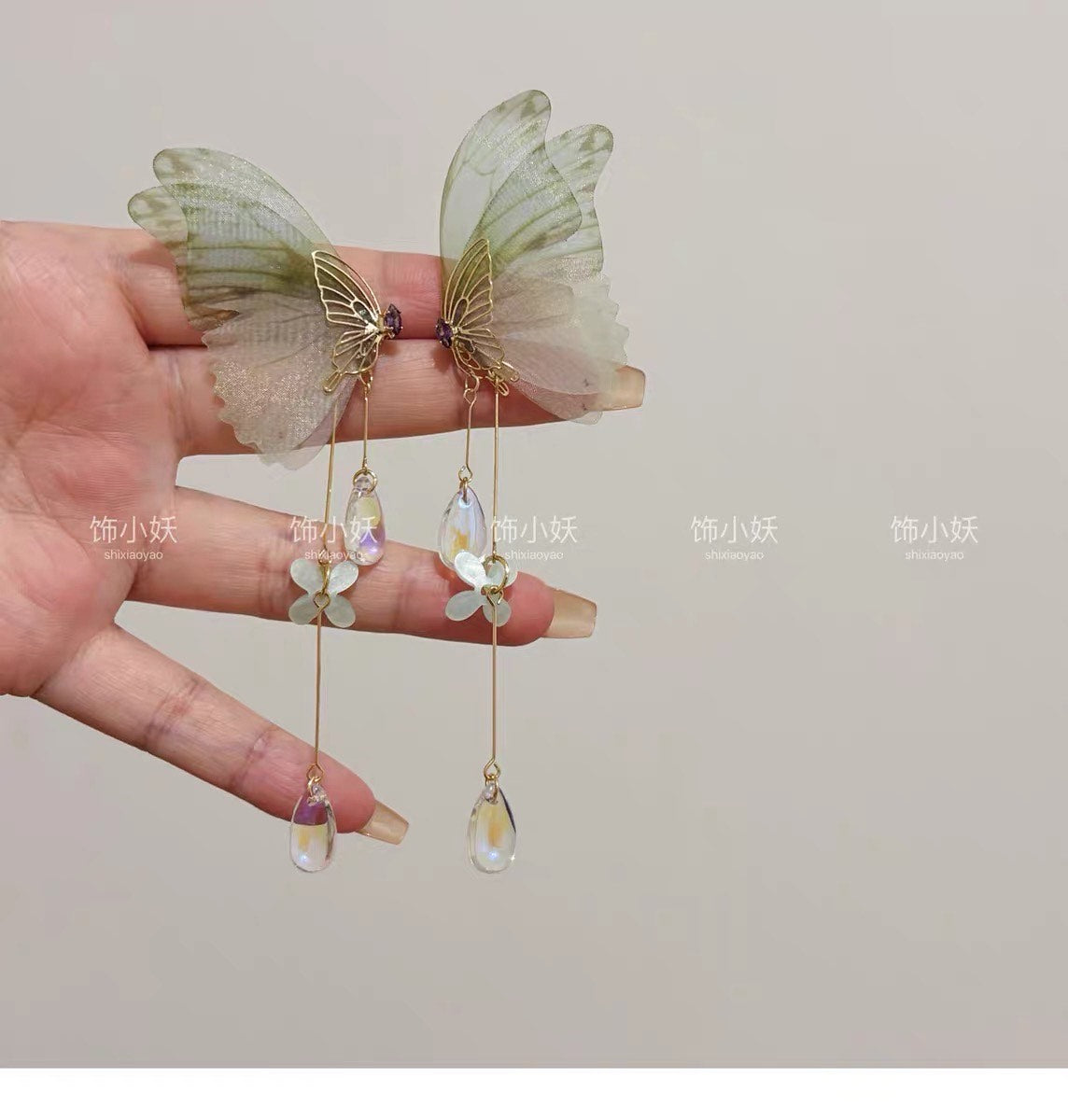 Yarn Elegant Butterfly Hairpin Flowers Metal Tassel Earrings