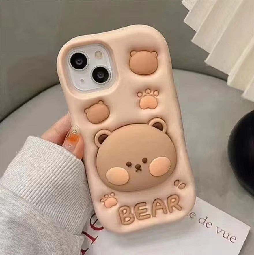 3d characters cute silicon bear cover