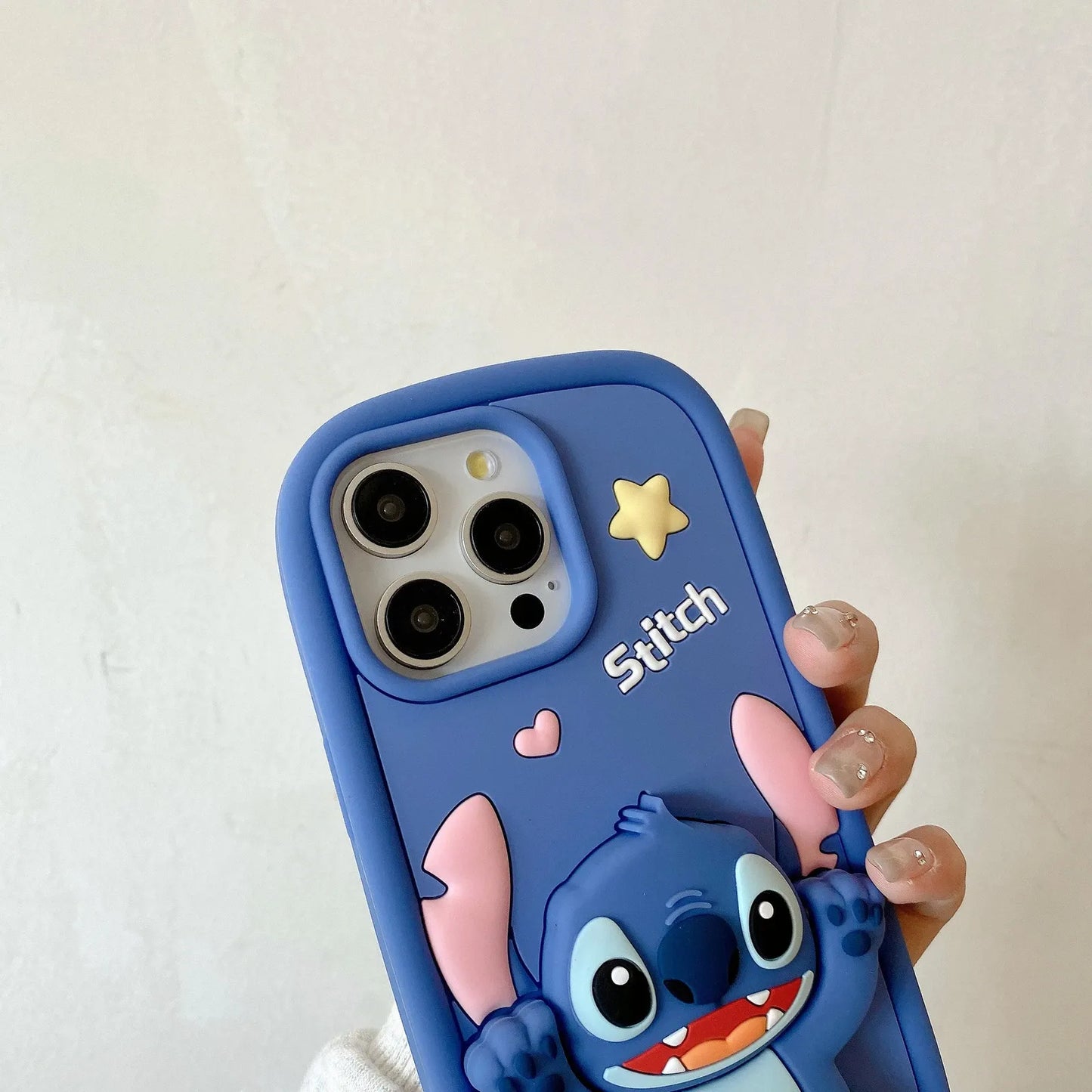 Star Stitch Silicone Stand Phone Case For iPhone