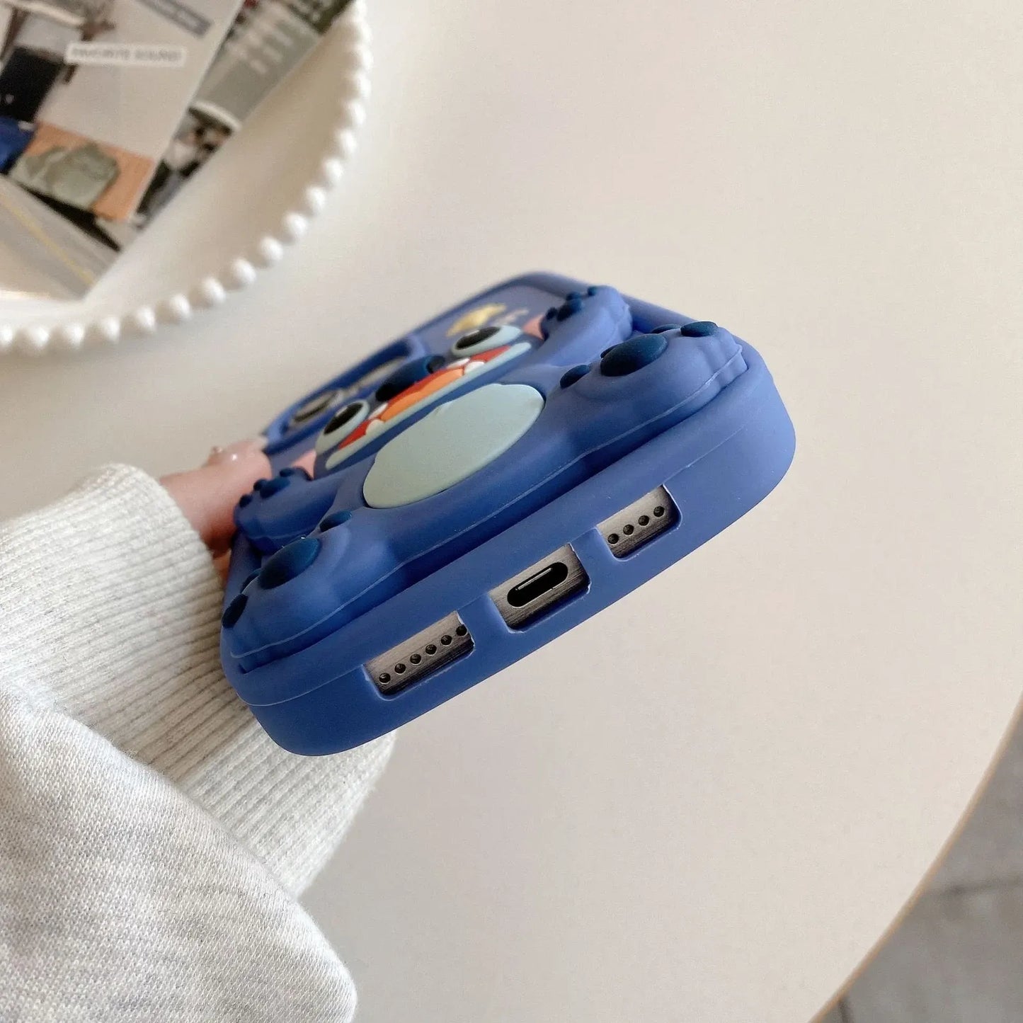 Star Stitch Silicone Stand Phone Case For iPhone