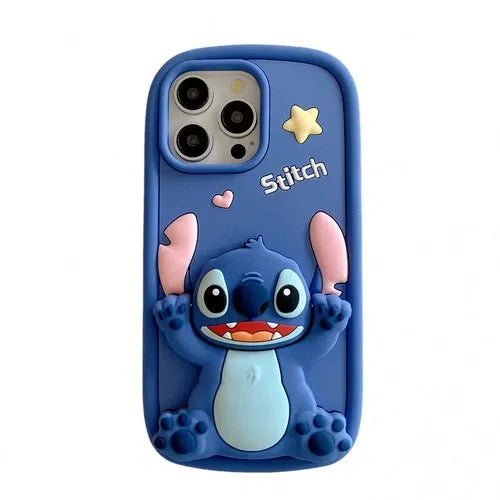Star Stitch Silicone Stand Phone Case For iPhone