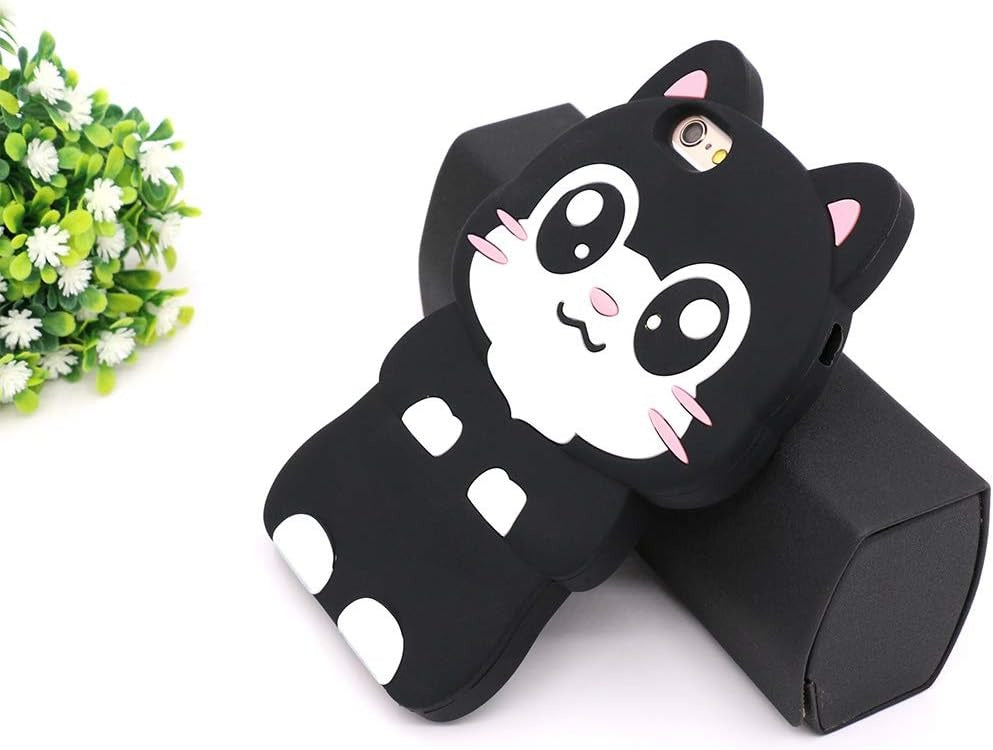 BEFOSSON Cute 3D Cartoon Kitten Animal Black Cat Case for iPhone Funny Kawaii Soft Silicone Shockproof Phone Cover Case for Girls Boys Teens Women