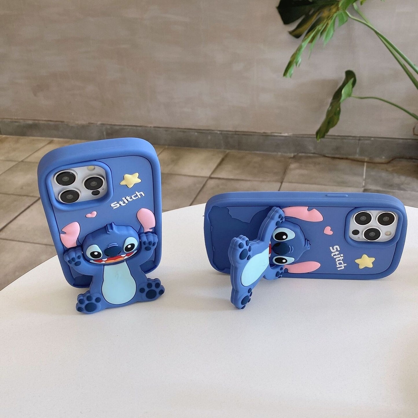 Star Stitch Silicone Stand Phone Case For iPhone