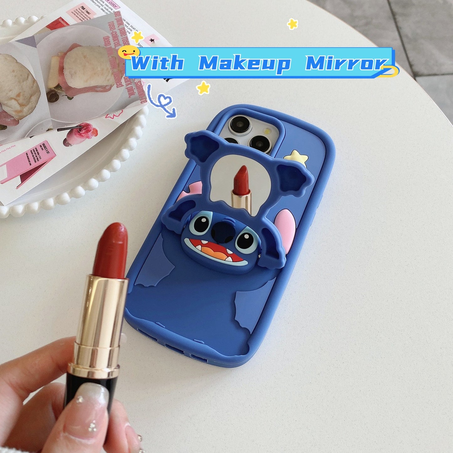 Star Stitch Silicone Stand Phone Case For iPhone