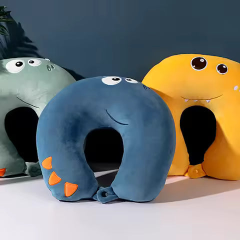 Neck Pillow Adjustable Extra Soft Washable U-Shaped Pillow Cartoon Cute Airplane Travel Pillow