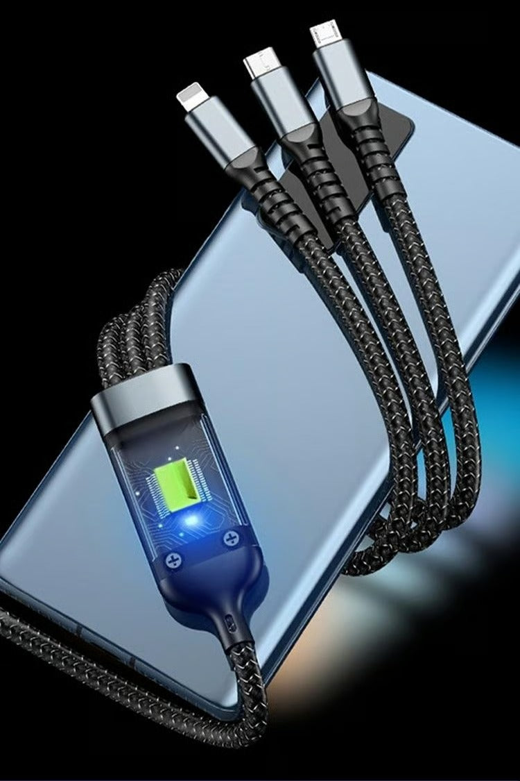 Transparent Luminous Charging 3-in-1 Data Cable