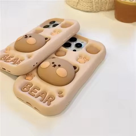 3d characters cute silicon bear cover