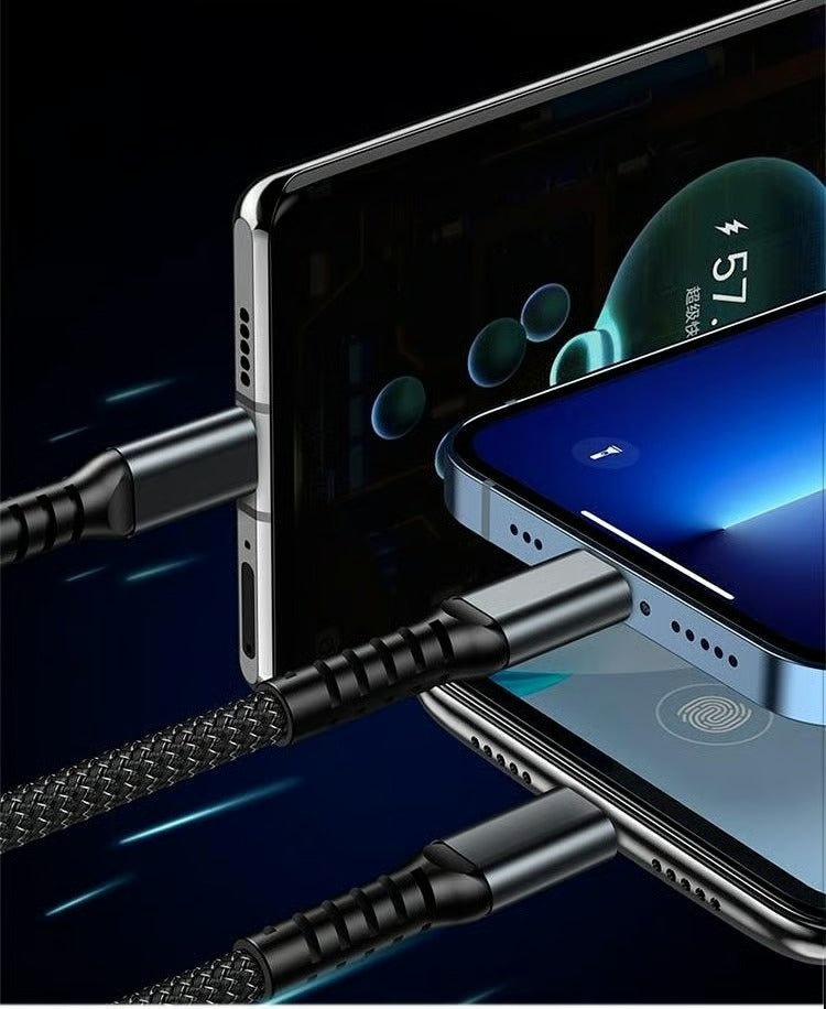Transparent Luminous Charging 3-in-1 Data Cable