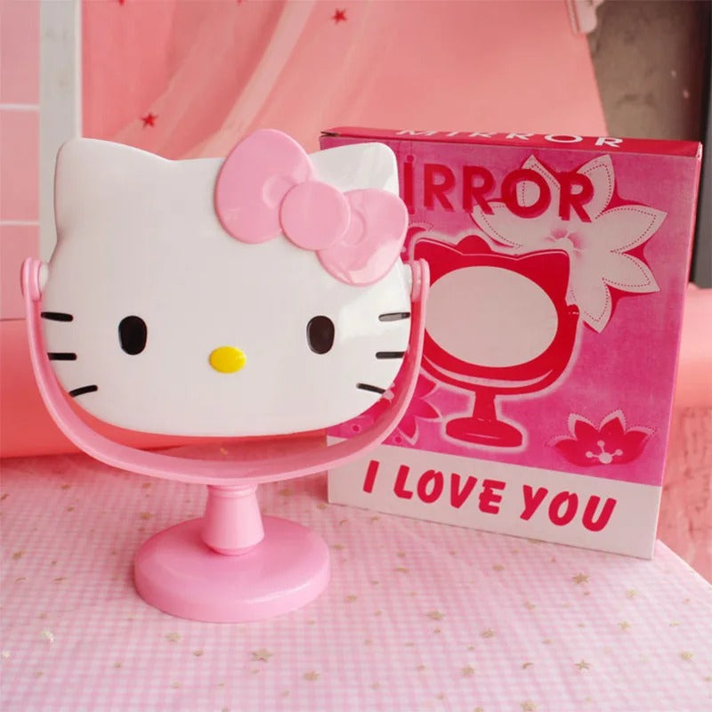 Sanrio Kawaii Hello Kitty Table Mirror MyMelody Cute Anime Cartoon Students Home Girls Folding Portable Dressing Cosmetic Mirror