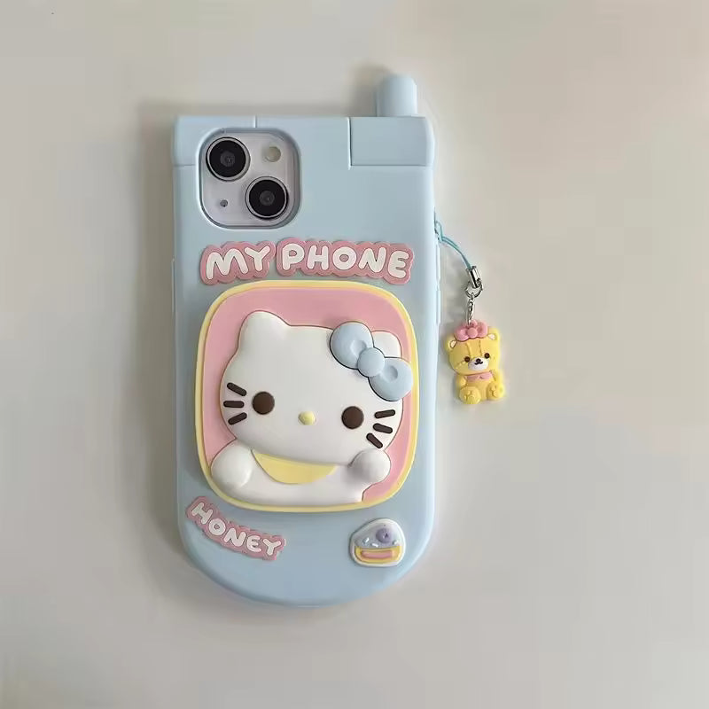Sanrio Hello Kitty custodia per telefono a specchio My Melody Cinnamoroll Cute Iphone 15 14 13 12promax Cartoon Soft Case Girl Anime Gifts Toys