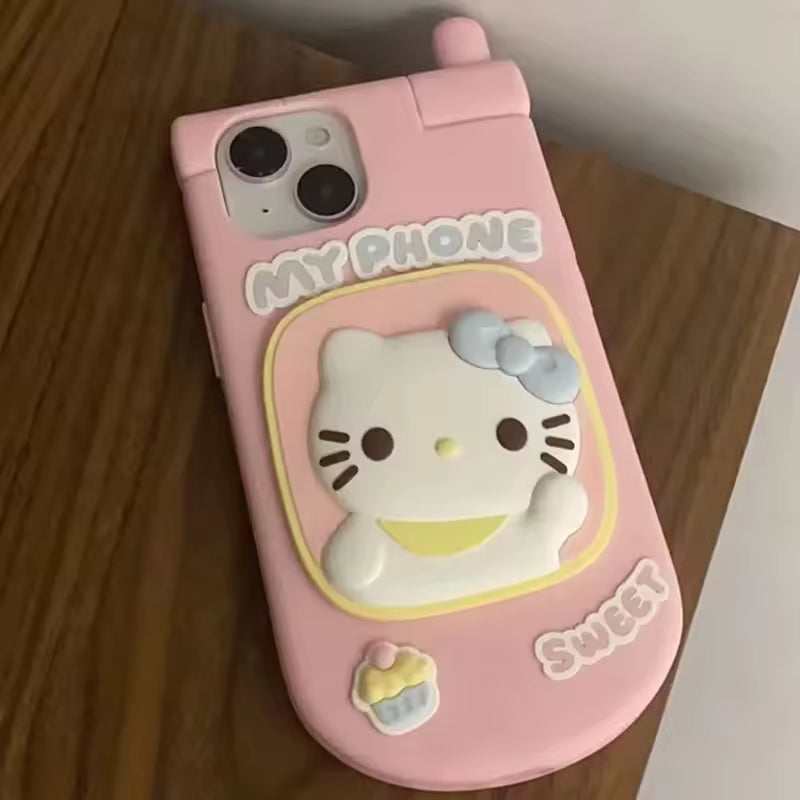 Sanrio Hello Kitty custodia per telefono a specchio My Melody Cinnamoroll Cute Iphone 15 14 13 12promax Cartoon Soft Case Girl Anime Gifts Toys