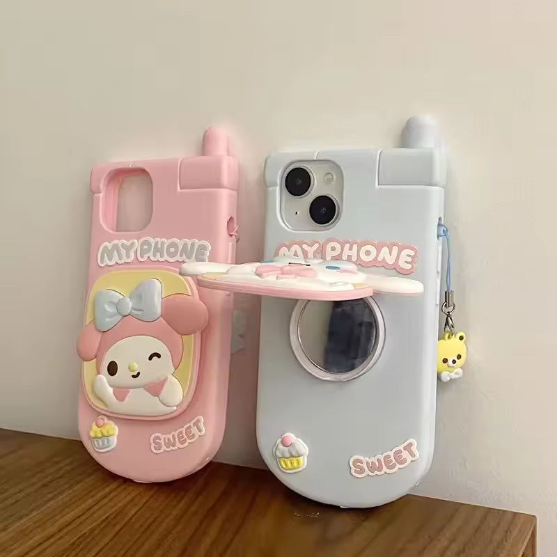 Sanrio Hello Kitty custodia per telefono a specchio My Melody Cinnamoroll Cute Iphone 15 14 13 12promax Cartoon Soft Case Girl Anime Gifts Toys