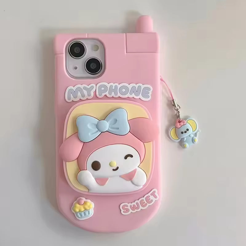 Sanrio Hello Kitty custodia per telefono a specchio My Melody Cinnamoroll Cute Iphone 15 14 13 12promax Cartoon Soft Case Girl Anime Gifts Toys
