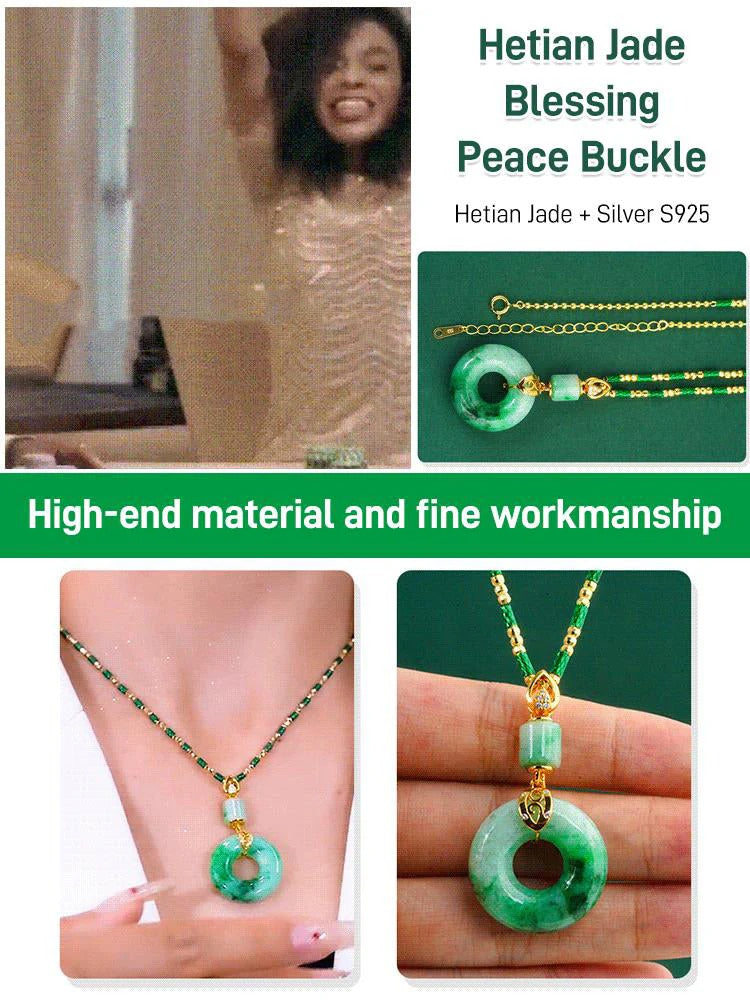 ''Hetian Jade Prayer Peace Buckle'' locket for women