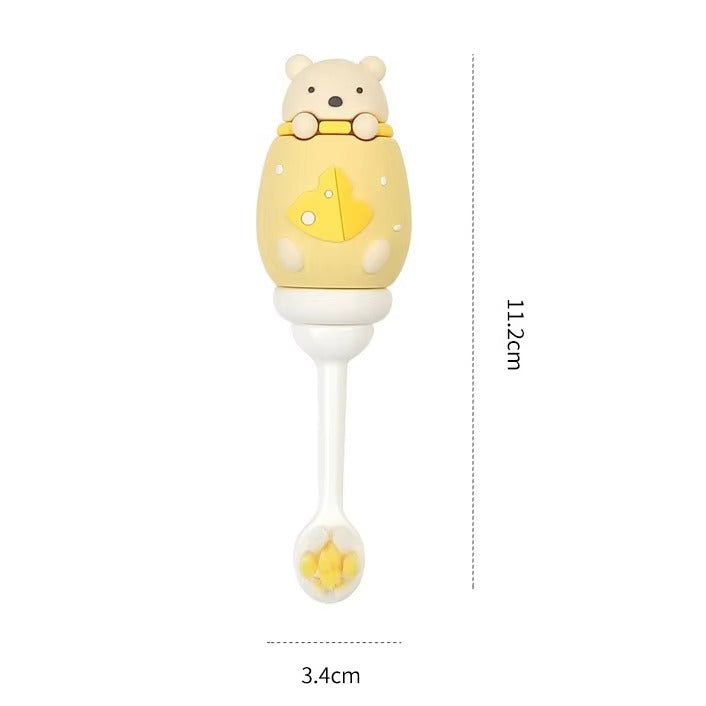 Baby Toothbrush with Extra Soft Bristle for Dentist Bear Toddler Oral Care Teether Brush Teeth Infant Gums Cleaning