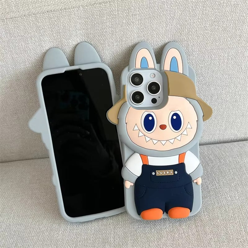 Cute Cowboy With Hat Labubu Cartoon Phone Case for iphone 3D Silicone Mobile Phone Accessories