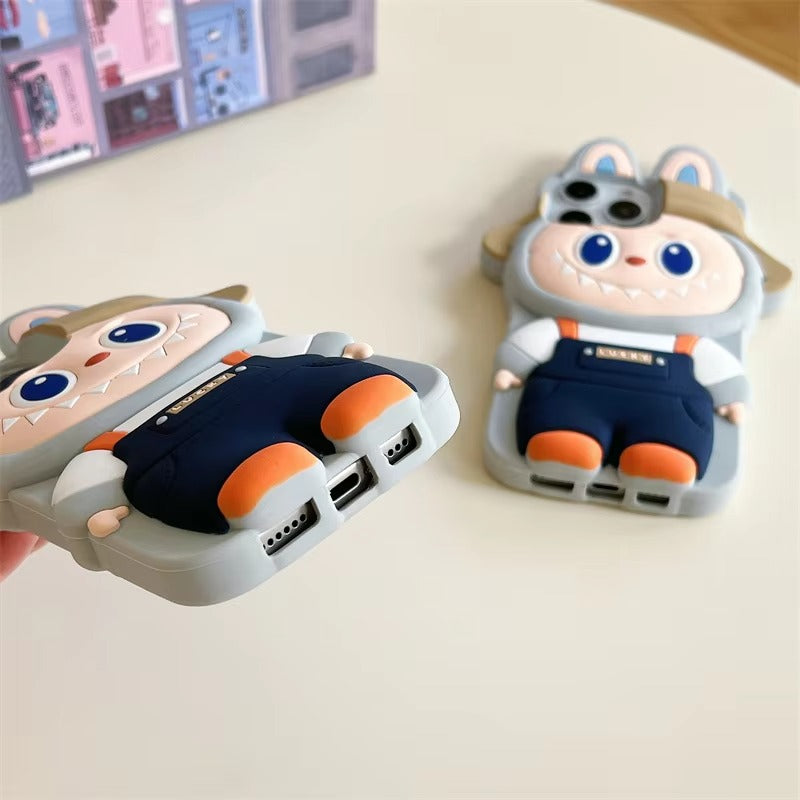 Cute Cowboy With Hat Labubu Cartoon Phone Case for iphone 3D Silicone Mobile Phone Accessories
