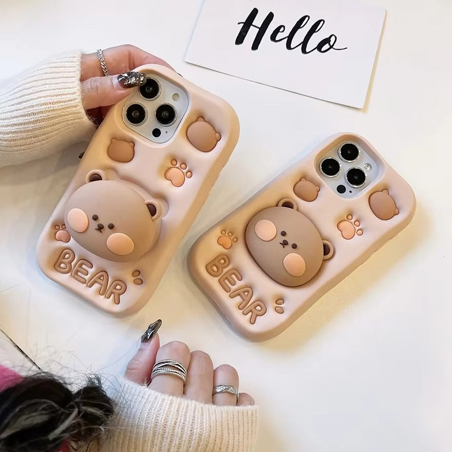 3d characters cute silicon bear cover