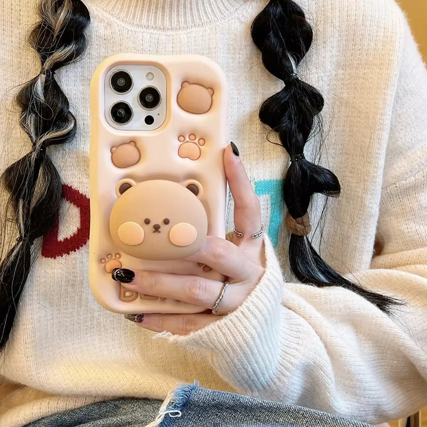 3d characters cute silicon bear cover