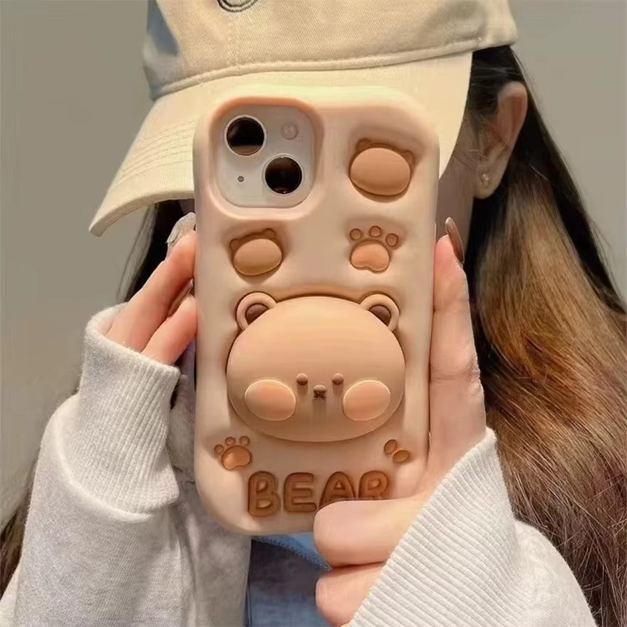 3d characters cute silicon bear cover