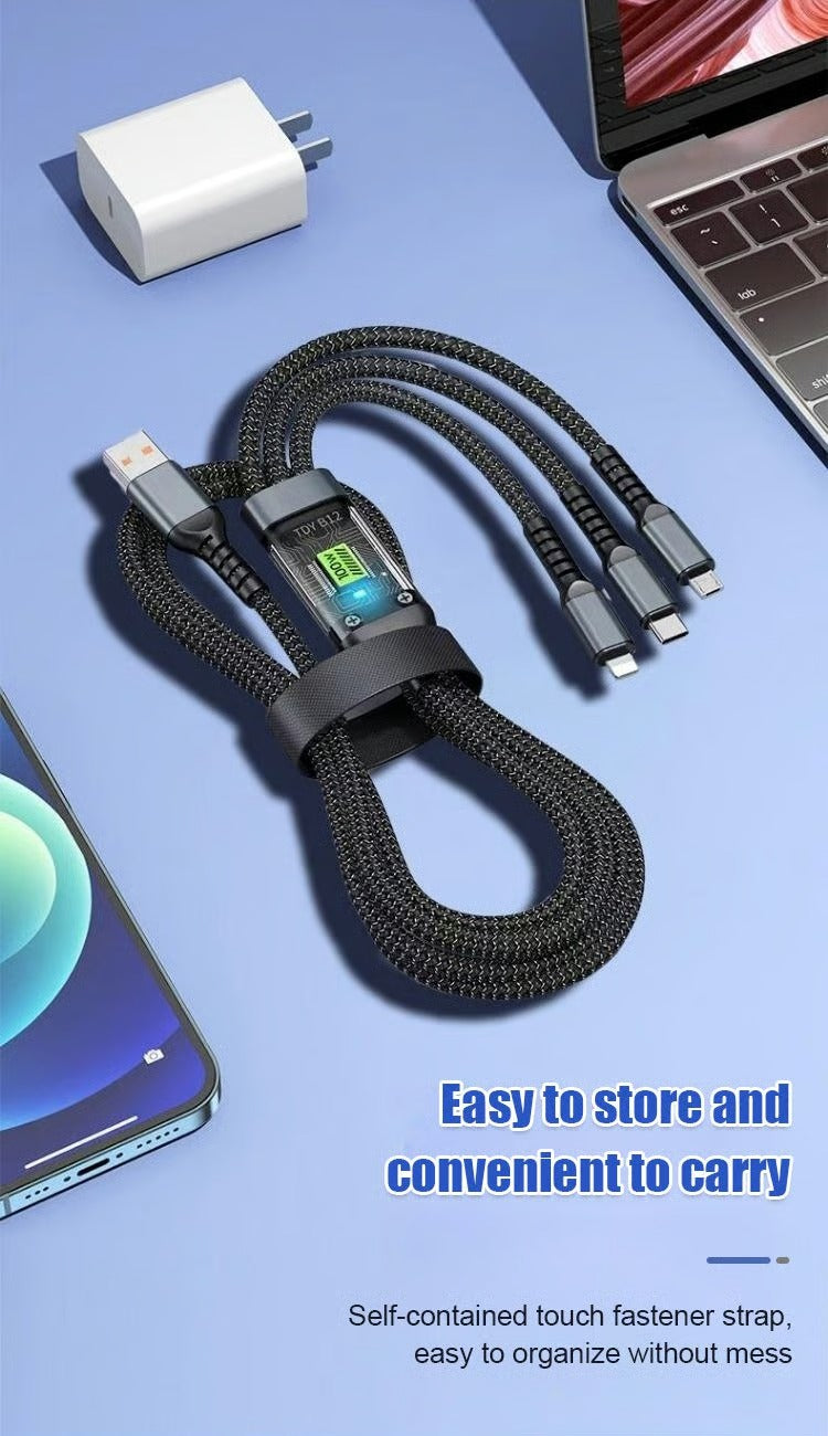 Transparent Luminous Charging 3-in-1 Data Cable