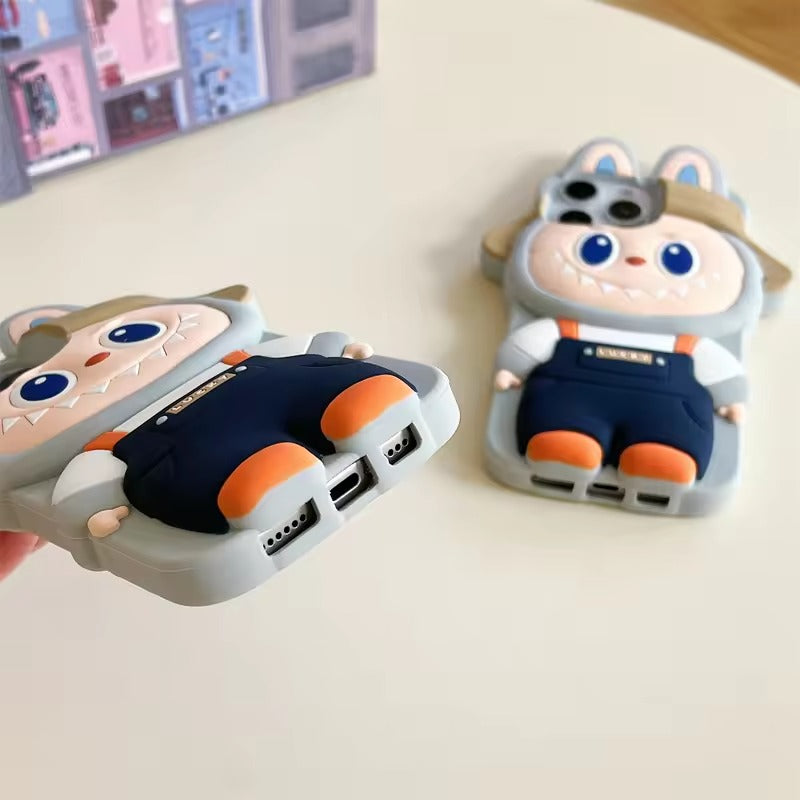 Cute Cowboy With Hat Labubu Cartoon Phone Case for iphone 3D Silicone Mobile Phone Accessories