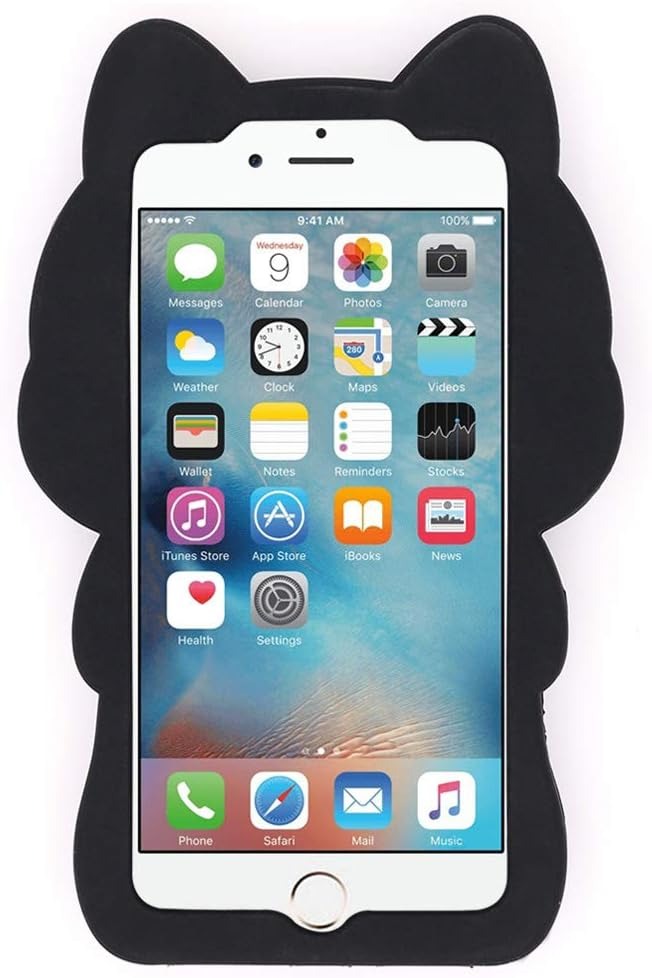 BEFOSSON Cute 3D Cartoon Kitten Animal Black Cat Case for iPhone Funny Kawaii Soft Silicone Shockproof Phone Cover Case for Girls Boys Teens Women