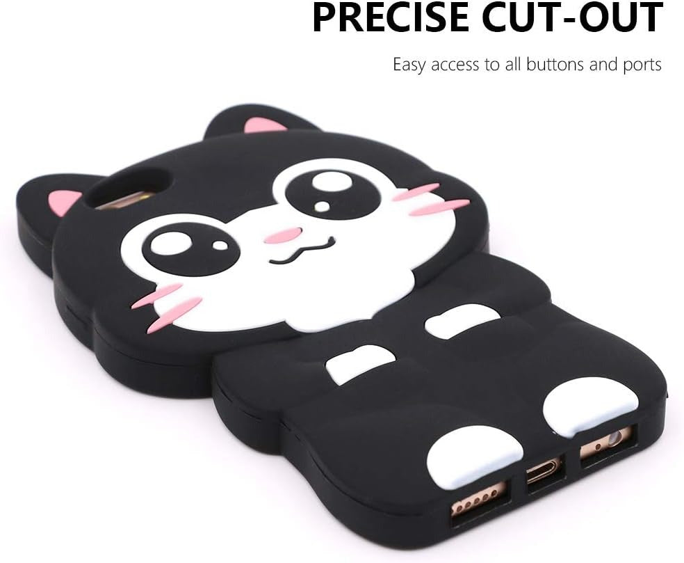 BEFOSSON Cute 3D Cartoon Kitten Animal Black Cat Case for iPhone Funny Kawaii Soft Silicone Shockproof Phone Cover Case for Girls Boys Teens Women