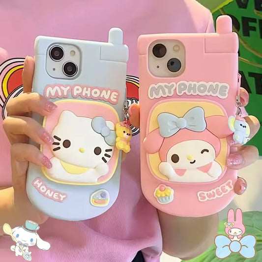 Sanrio Hello Kitty custodia per telefono a specchio My Melody Cinnamoroll Cute Iphone 15 14 13 12promax Cartoon Soft Case Girl Anime Gifts Toys