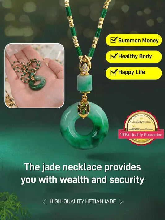 ''Hetian Jade Prayer Peace Buckle'' locket for women
