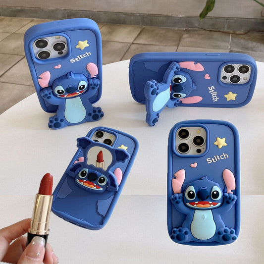 Star Stitch Silicone Stand Phone Case For iPhone