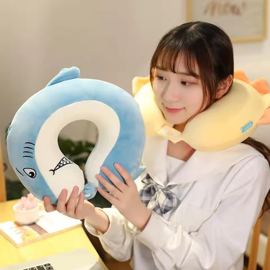 Neck Pillow Adjustable Extra Soft Washable U-Shaped Pillow Cartoon Cute Airplane Travel Pillow
