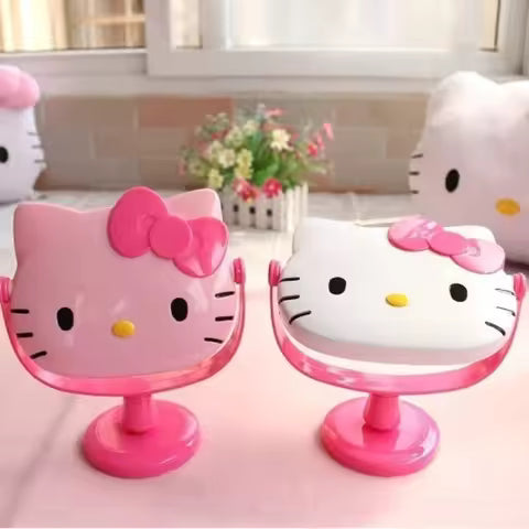 Sanrio Kawaii Hello Kitty Table Mirror MyMelody Cute Anime Cartoon Students Home Girls Folding Portable Dressing Cosmetic Mirror