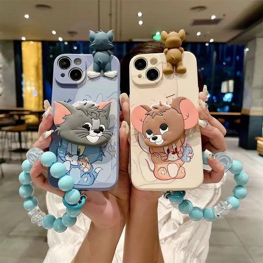 Cute 3D Cartoon Tom Cat Jerry Mouse Phone Case for iPhone