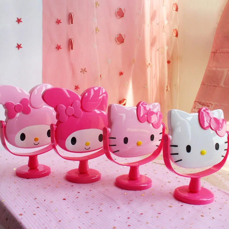 Sanrio Kawaii Hello Kitty Table Mirror MyMelody Cute Anime Cartoon Students Home Girls Folding Portable Dressing Cosmetic Mirror