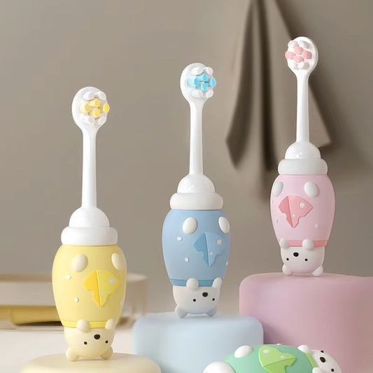 Baby Toothbrush with Extra Soft Bristle for Dentist Bear Toddler Oral Care Teether Brush Teeth Infant Gums Cleaning